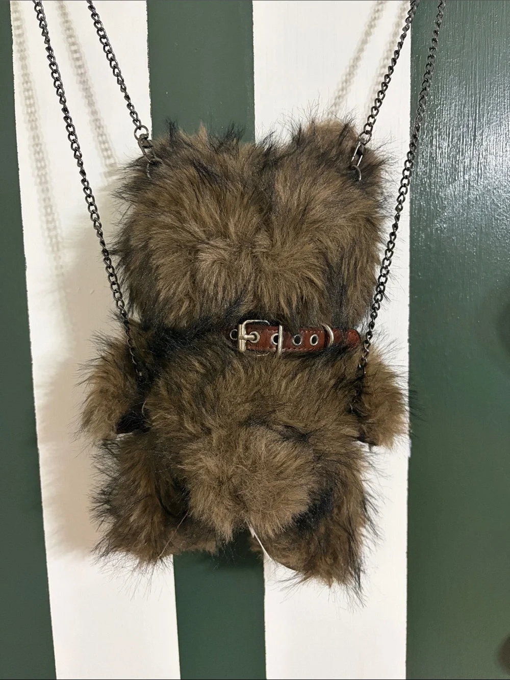 Plush Bear-Style Kids Backpack - Brown Faux Fur